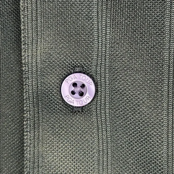 PGA TOUR Polo Shirt Mens 2XL Green Performance Golf Tonal Stripe Short Sleeve - Picture 3 of 9